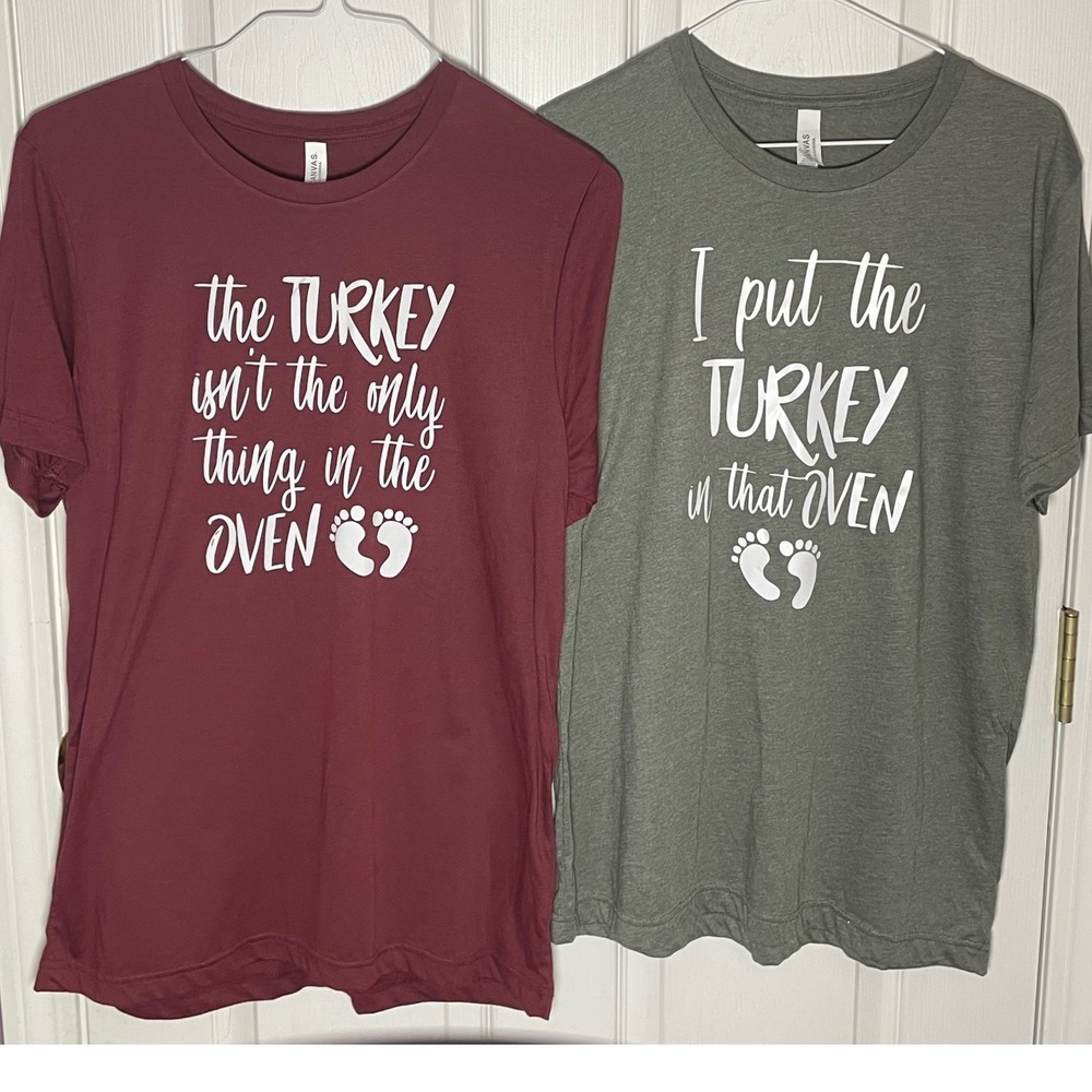 Thanksgiving Pregnancy Announcement T-Shirt Funny Turkey Baby Reveal‎ Shirts